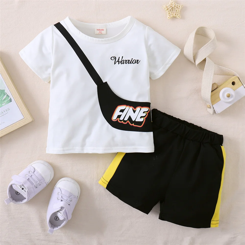 

2023 New 1-5Years Kids Baby Boy Daily Clothes Set Short Sleeve Top + Shorts Summer Fashion Casual Children 2PCS Outfit