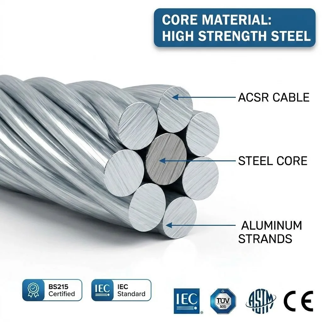 High Quality Wolf Brand ACSR-Rabbit Aluminum Conductor Steel Reinforced ASTM B232 Bare Overhead Cable 36kV/10kV Factory Direct