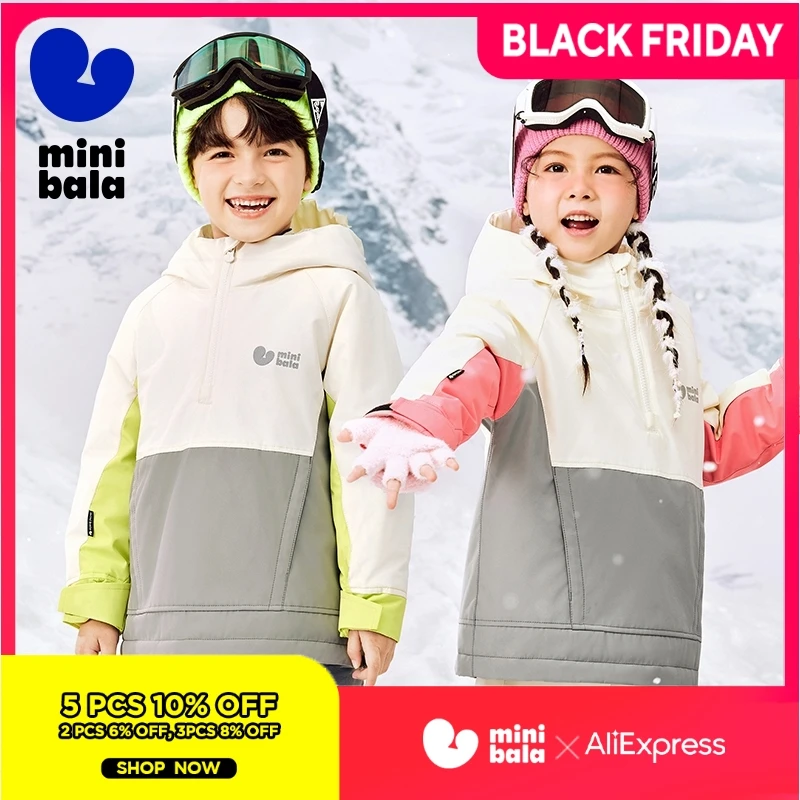 

Mini Bala Waterproof and Moisture-Permeable Ski Jacket for Boys and Girls Winter New Product Baby Outdoor Warm Cotton Clothing.