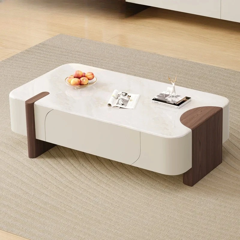 New microcrystalline stone coffee table living room household small apartment small coffee table light luxury rock plate