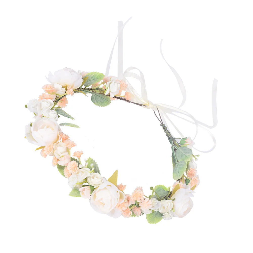 

Artificial Flower Wreath Floral Headband Kids Headpiece Party Headdress Wedding Birthday Photoshoot Accessories Decor Adjustable