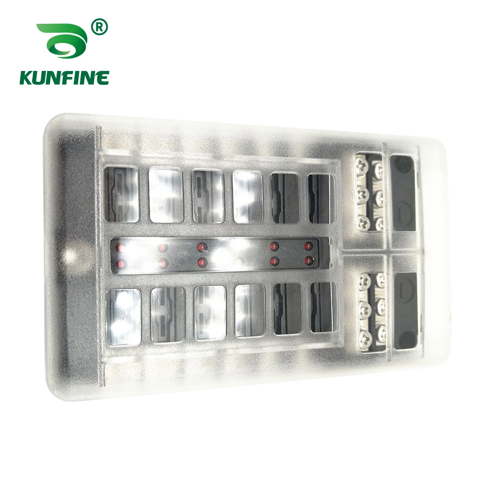 Soporte de caja de fusibles, bloque de fusibles de 12 vías 100A para coche todoterreno, RV, autobús, yate, barco