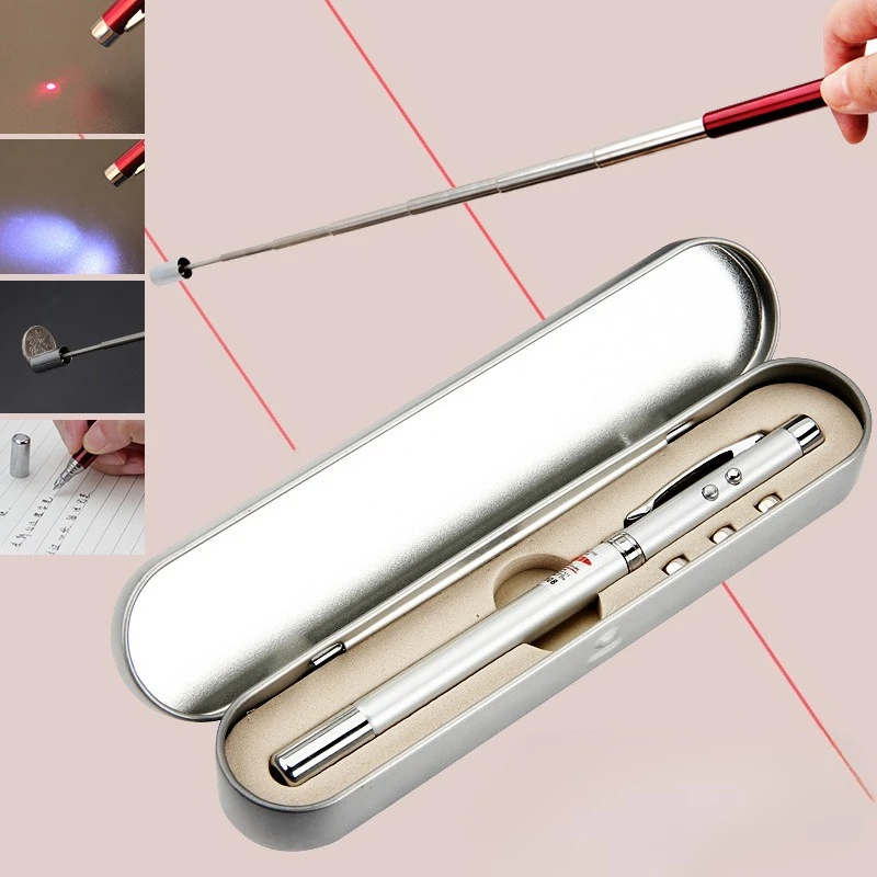 5 In 1 Teaching Pointer Pen With LED Light Box Pack Office School Stationery Gift
