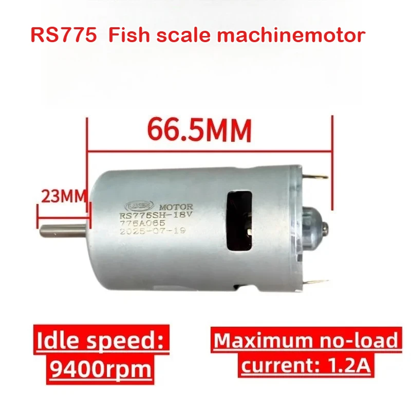 Motor descalcificador de peces RS775 18V - 775 Motor de un solo rodamiento para escalar peces, motor de alta potencia 18V775