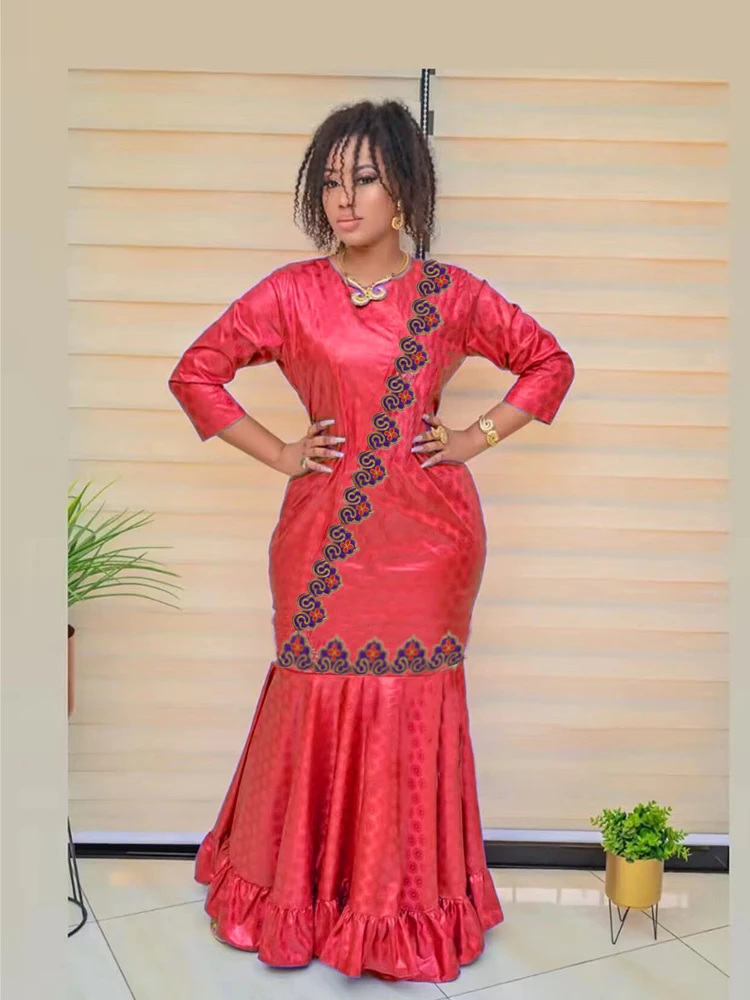 2023 High Quality Stunning African Fashion Bazin Women's Dress - The Latest Bestseller for Grand and Elegant Festive Attire