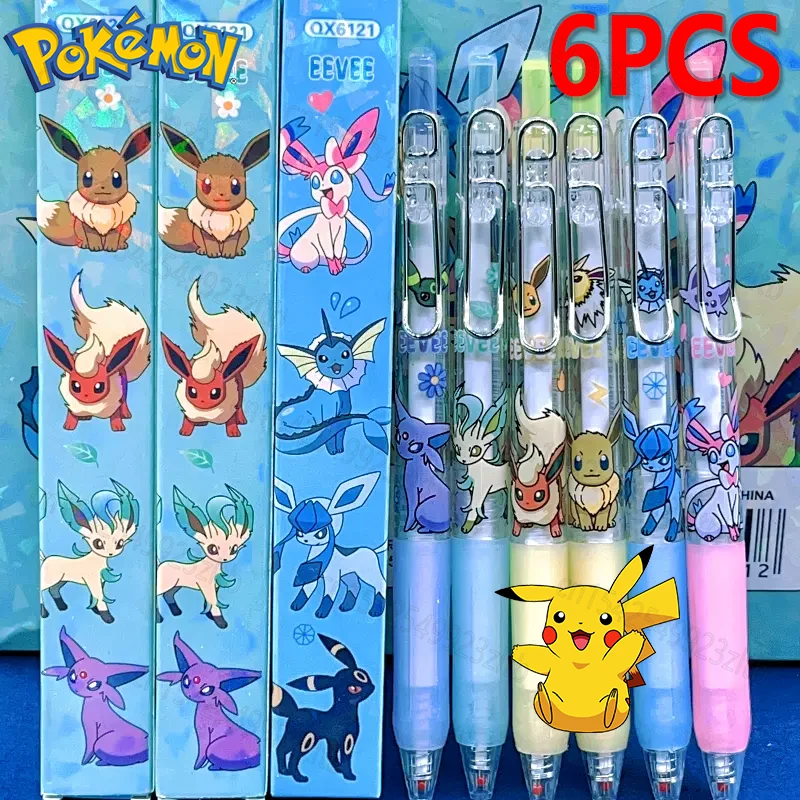 

1Set Pokemon Pikachu Gel Pens 0.5mm Students Anime Cartoon Blue Black Gels Pen Neutral Refill School Supplies Office Stationery