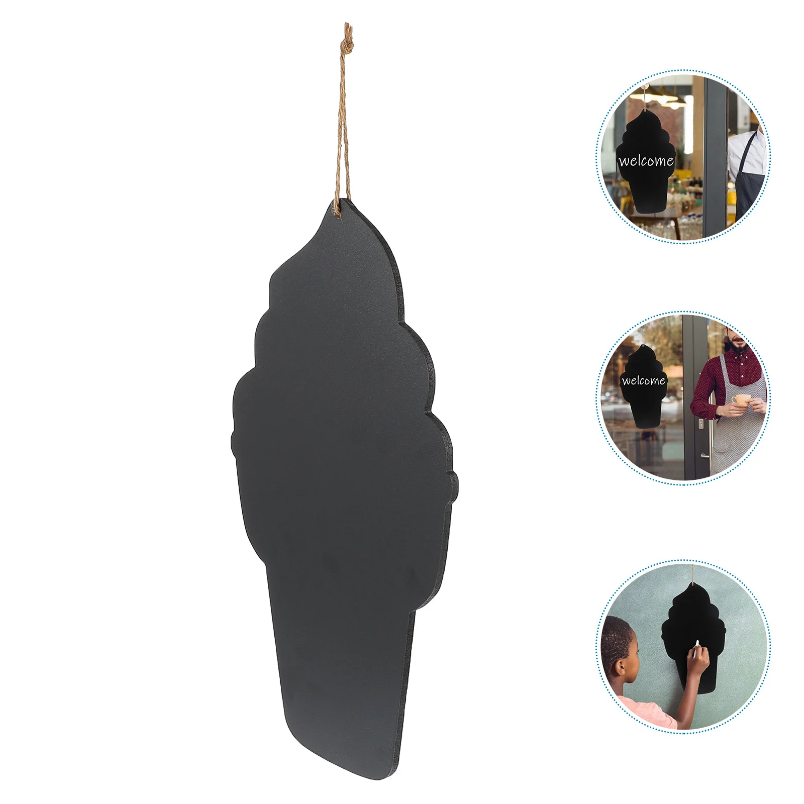 Hanging Chalkboard Ice Cream Shape Wooden Message Board For Party Decor Display Chalkboards Blackboard Decoration