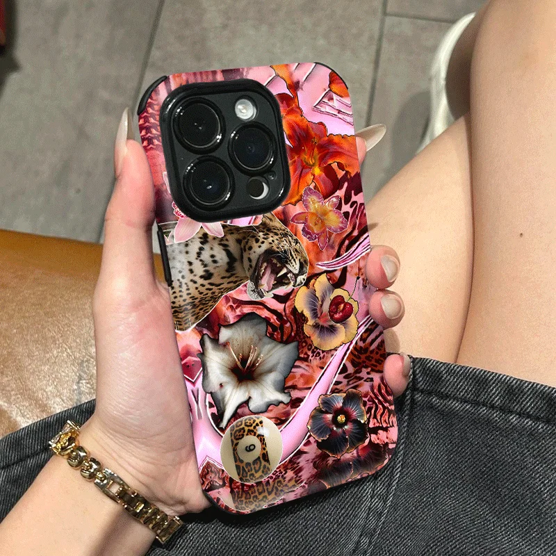 For iPhone 17 Pro Max Case Pink Oleander Leopard Print Matte Slim Compatible with iPhone 17 16 15 14 13 12 11