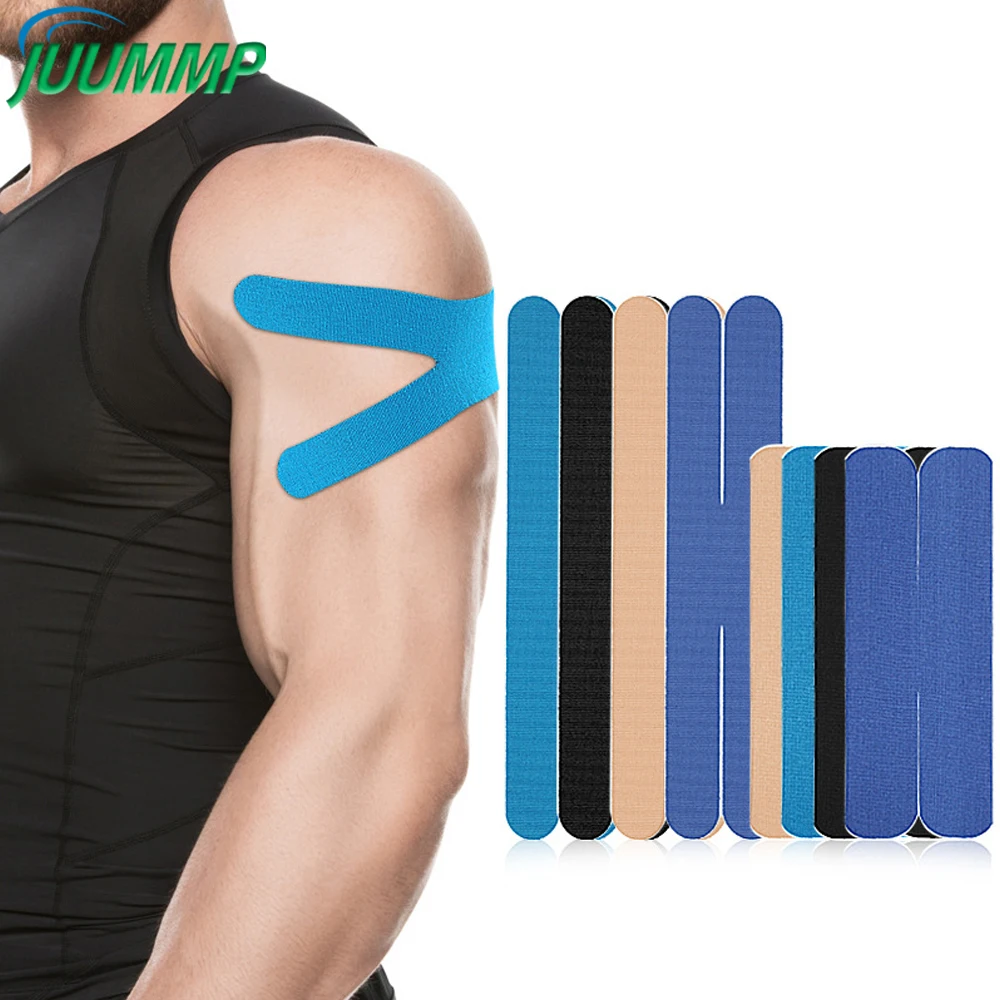 10Pcs Sports Kinesio Tape Muscle Kinesiology Elastic Knee Pain Relief Strain Patch Athletic Recovery Stickers Fitness Bandages