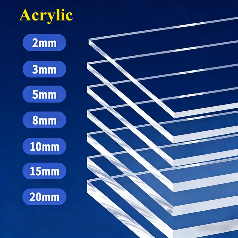 

1/2Pcs Transparent Colorless Clear Acrylic Sheet Board Thick1mm-20mm Perspex Glass Plate Plastic Organic Sheet Methacrylat