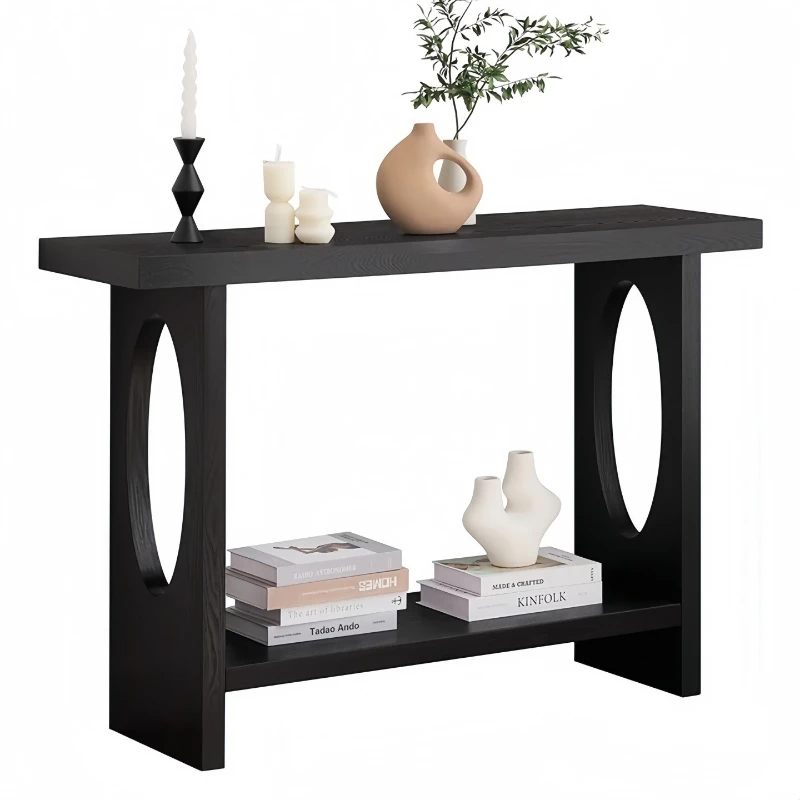 CX wabi-sandy wind solid wood entrance table entrance corridor display stand household living room wall table