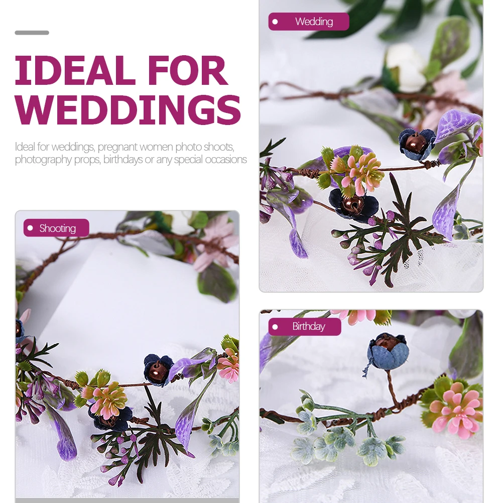 

Silk Garland Headband Floral Hair Crown Wedding Bridal Headwear Sunflower Wreath Elegant Design Lightweight Accessories