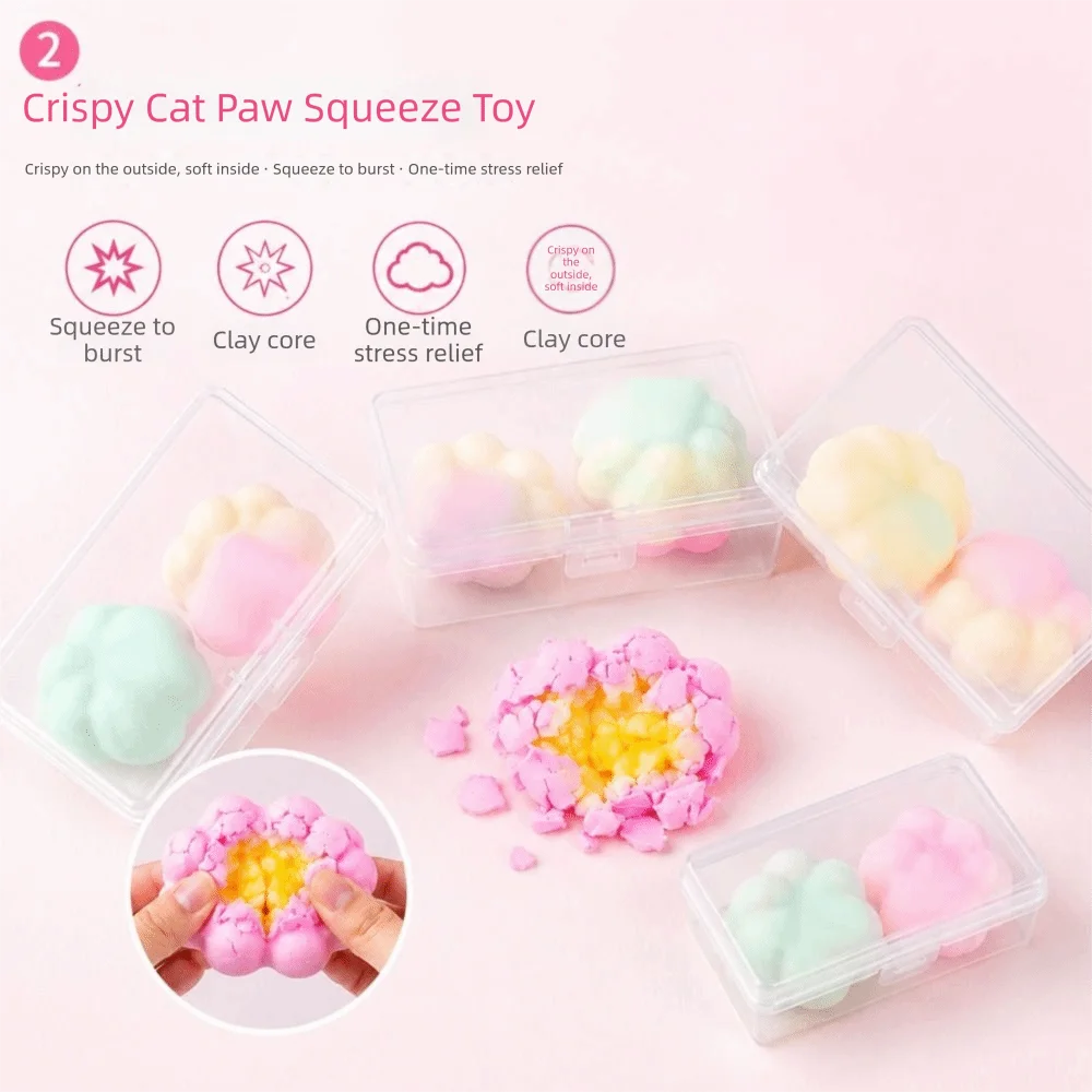 Donut Wax Cracking Squeeze Cat Paw Satisfying Sound Crunch Squishy Non-bounce Handmade Crispy Feel Squishy Student Prize