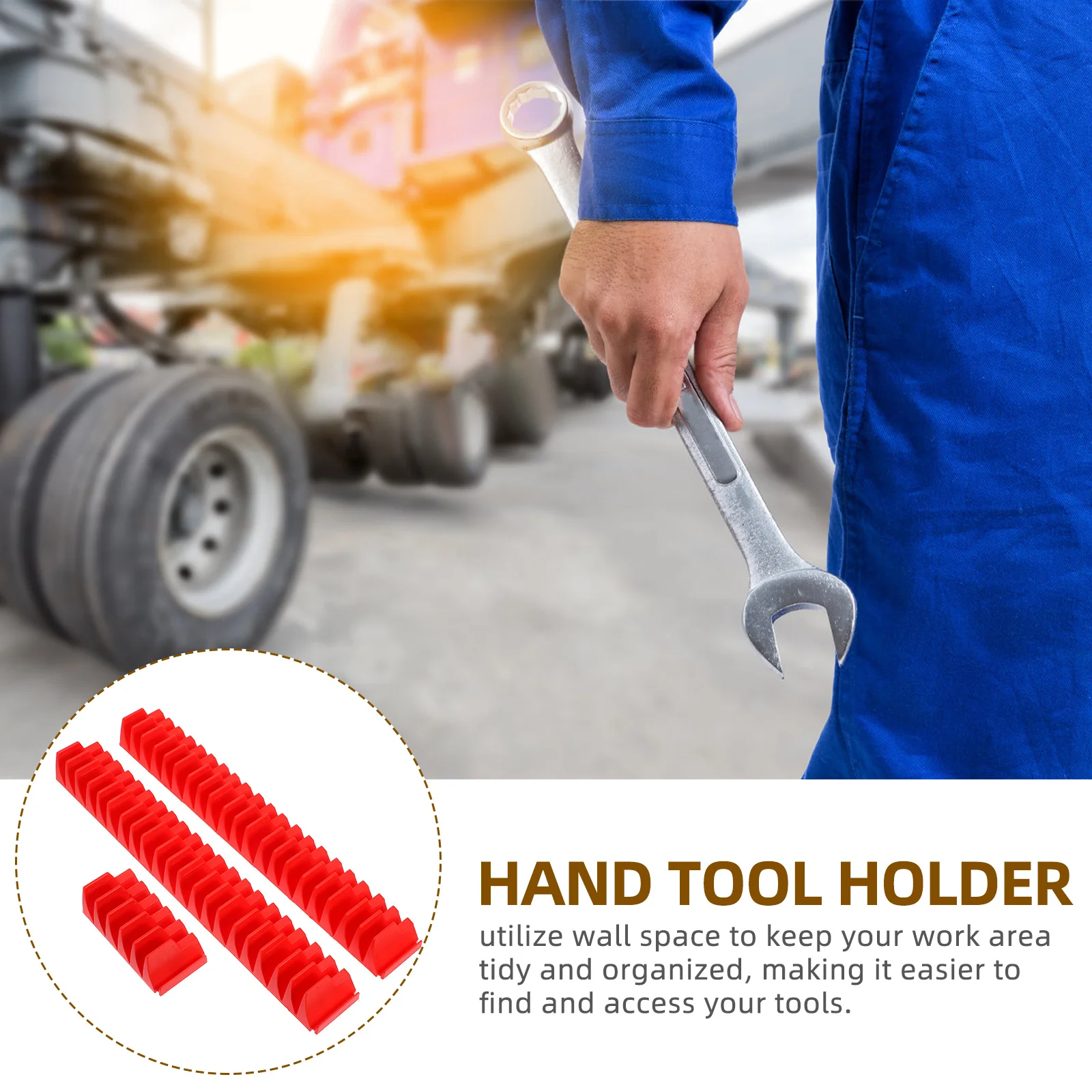 2Sets Wall Mount Wrench Organizer Heavy Duty Tool Storage Rack with Individual Slots for Garage Workshop Space Saving Red