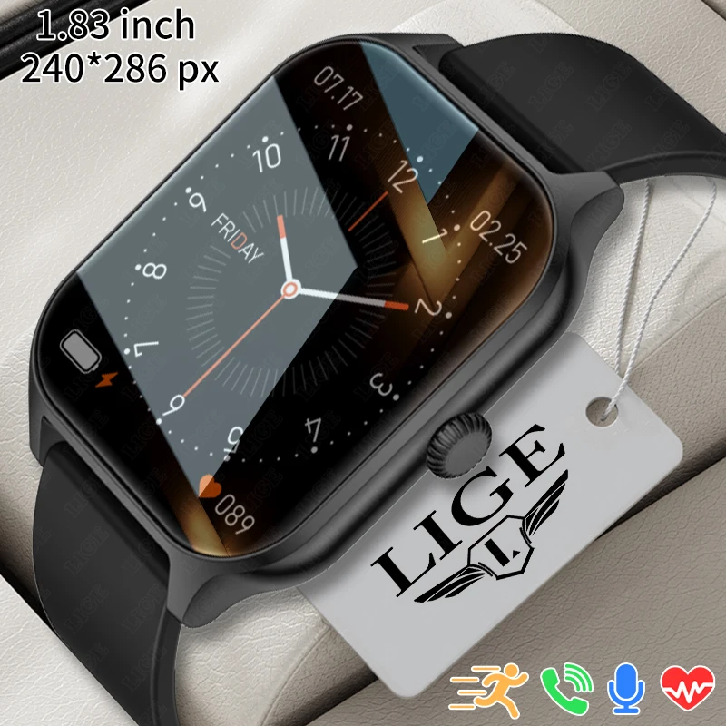 

LIGE New Smart Watch Women Bluetooth Call Music control Smart Bracelet Lady Health Monitor Sport Waterproof Men Smartwatch+Box