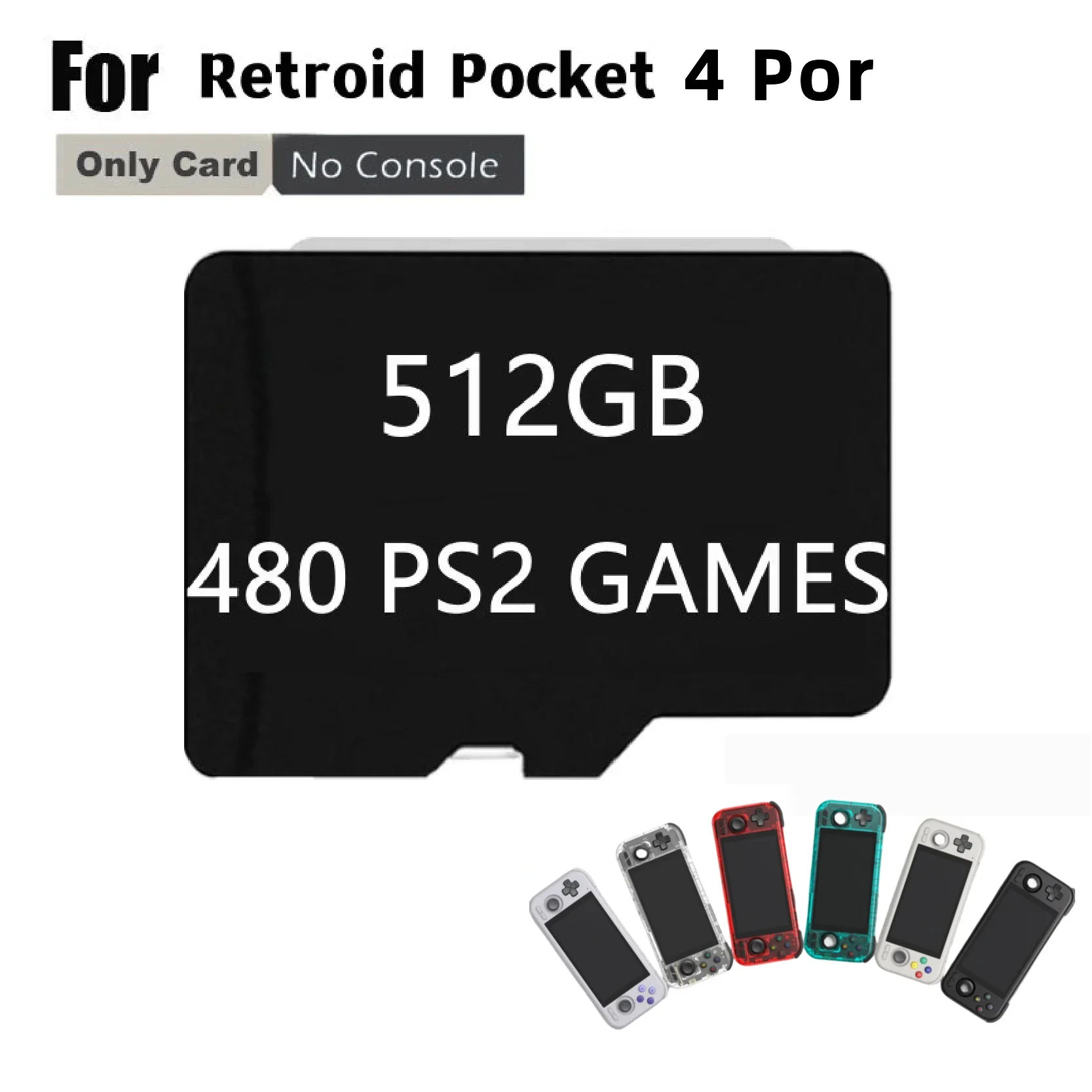 لـ Retroid Pocket 4 Pro TF بطاقة ريترو المحمولة بطاقة SD محملة مسبقًا 70000 ألعاب 450 PSP ألعاب 480 PS2 GANES 512GB سيارة الذاكرة