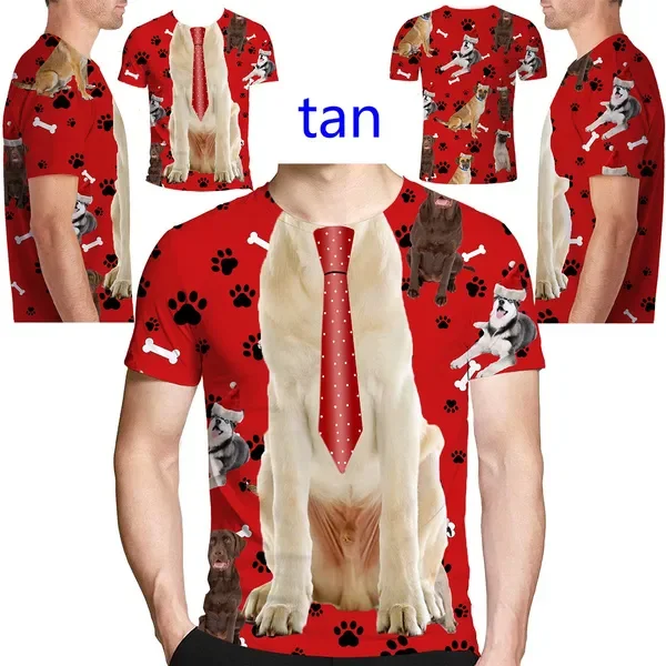 Christmas Funny Animal Printed Short Sleeve 3d T-shirt Casual Santa Claus Street Cosplay Tee