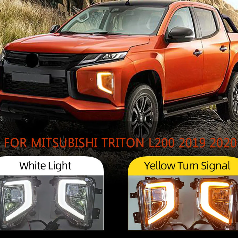 

Turn Signal Lamp LED Fog Light For Mitsubishi Triton L200 2019 2020 Daytime Running Lights Fog Lamp Cover with Yellow LED DRL