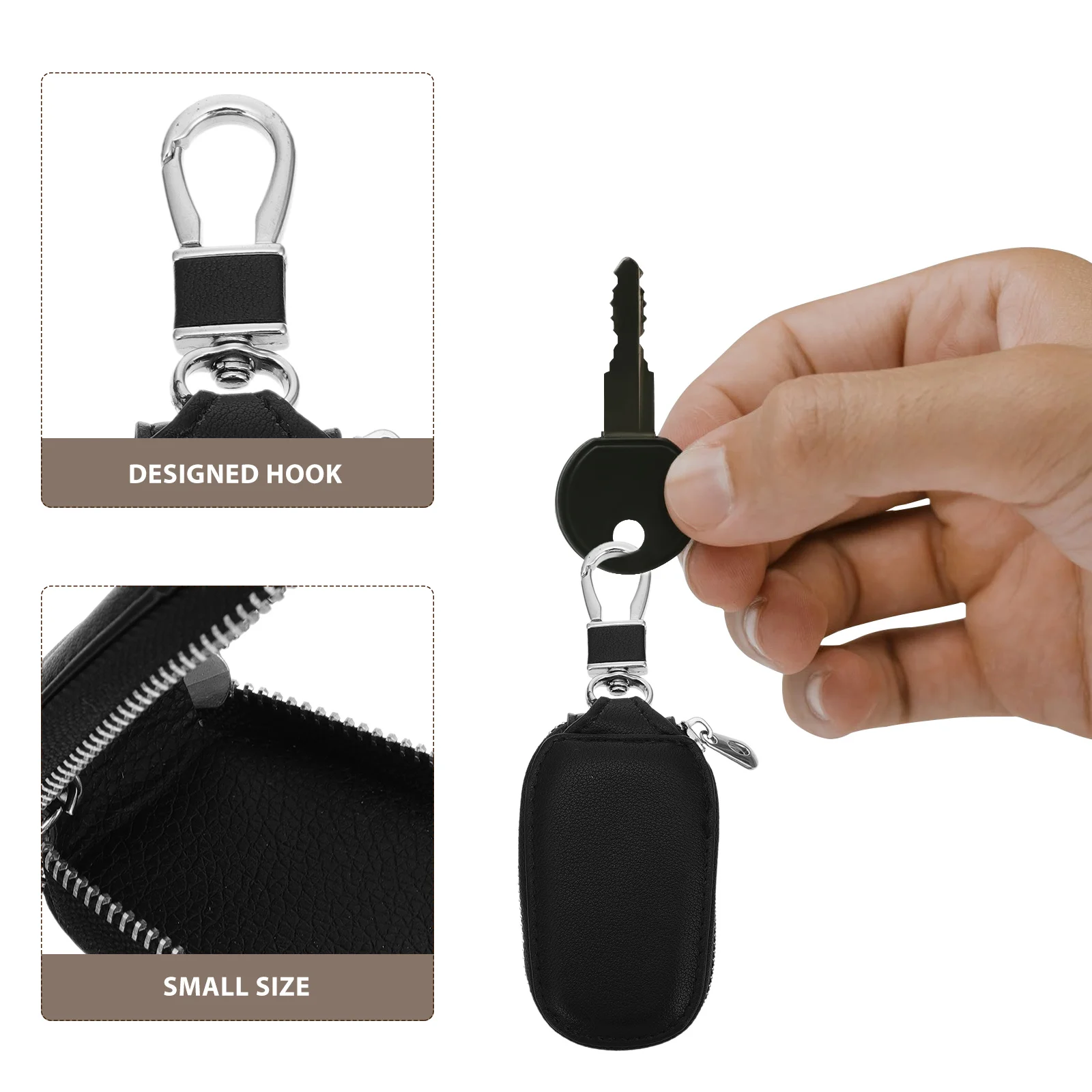 

1Pcs Car Key Holder Zinc Alloy Key Storage Pouch Portable Zipper Bag Small Lightweight Hook Organizer for Vehicle Keys