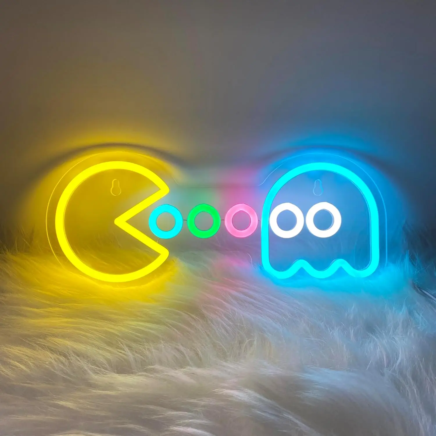 

Классическая неоновая вывеска Pac-Man и Призраки, светодиодный настенный декор с цветной цепью для игровой комнаты, спальни, домашнего бара, ретро-аркадный декор, подарок