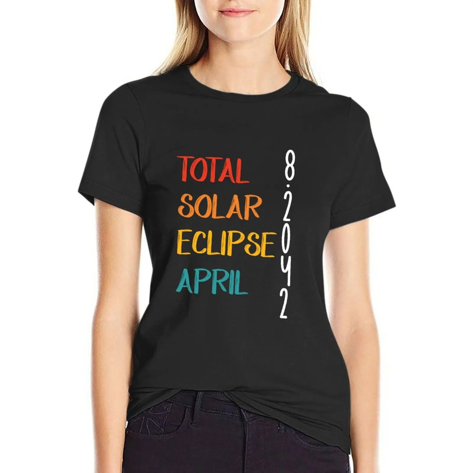 

Total Solar Eclipse USA America Canada Mexico April 8th 2024 T-Shirt Short sleeve tee quick-drying Women's tops