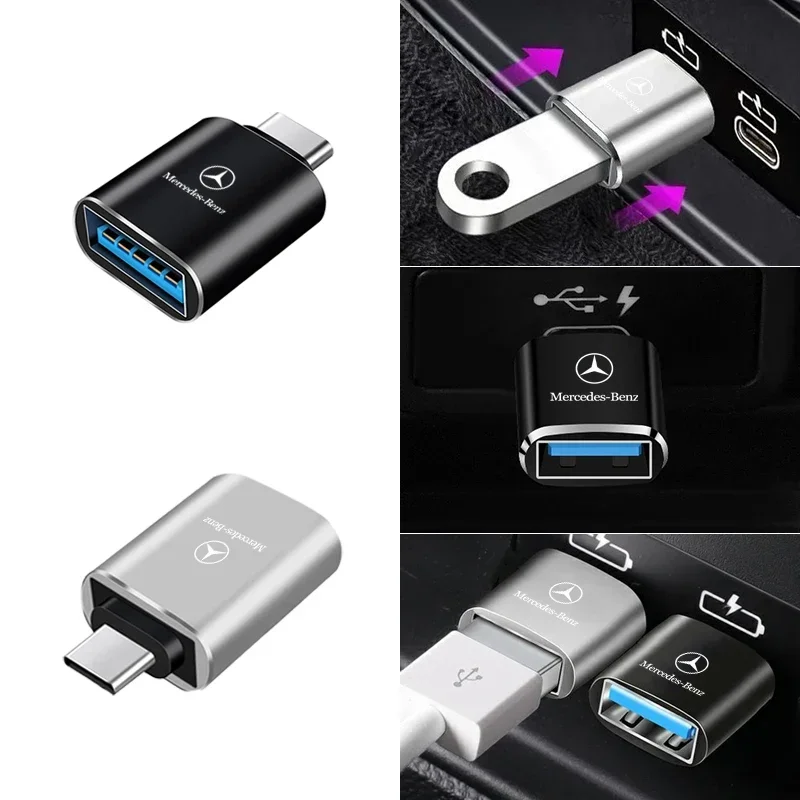 Car Type-C To USB 3.0 Interface Mini Converter Charging Adapter for Mercedes Benz B/C/E/S Class A Class C200L GLC GLK CLA