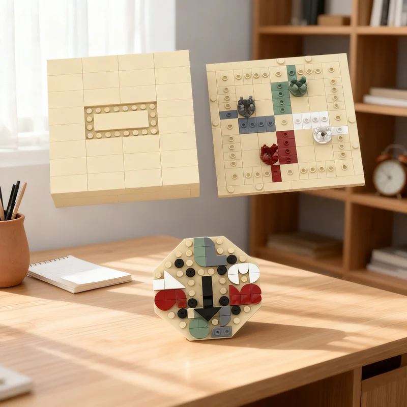 213 قطعة MOC والعتاد ألعاب الطاولة الألغاز المجهر Parcheesi نموذج اللبنات الهندسة المعمارية هدايا عيد الميلاد لعبة التعليم