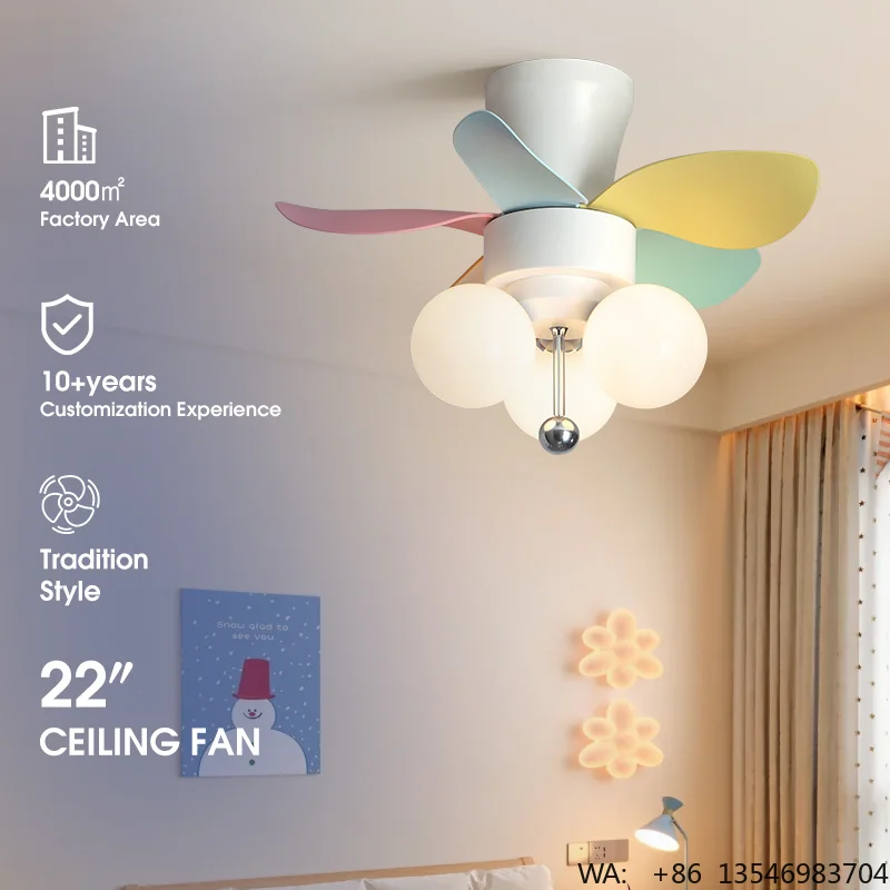 HSG Model 760 22-Inch 5-Blade Metal Ceiling Fan Remote Control DC Motor LED Light Electric Low Noise 6-Speed Timer Hotel