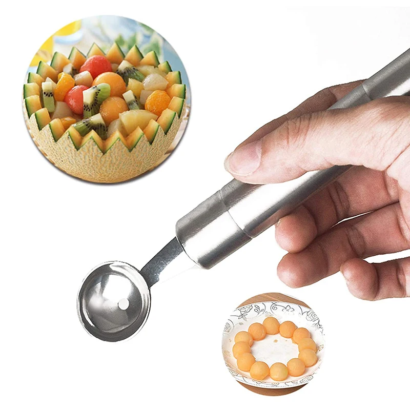 Watermelon Ball Scoop Kitchen Tools Ice Cream Scoop Special Cutlery Stainless Steel Double Ended Fruit Baller Kitchen Utensils