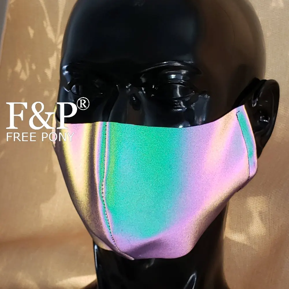 

Holographic Reflective Rainbow EDM Dust Mask Bandeau Festival Rave Face Mask