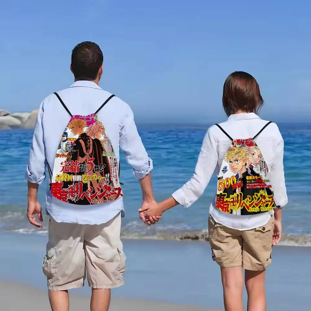 اليابان أنيمي طوكيو المنتقمون الطفل المطبوعة الرباط لحقيبة تسوق الرجال النساء كرة القدم الرياضة رياضة تخزين اليوغا على ظهره #3