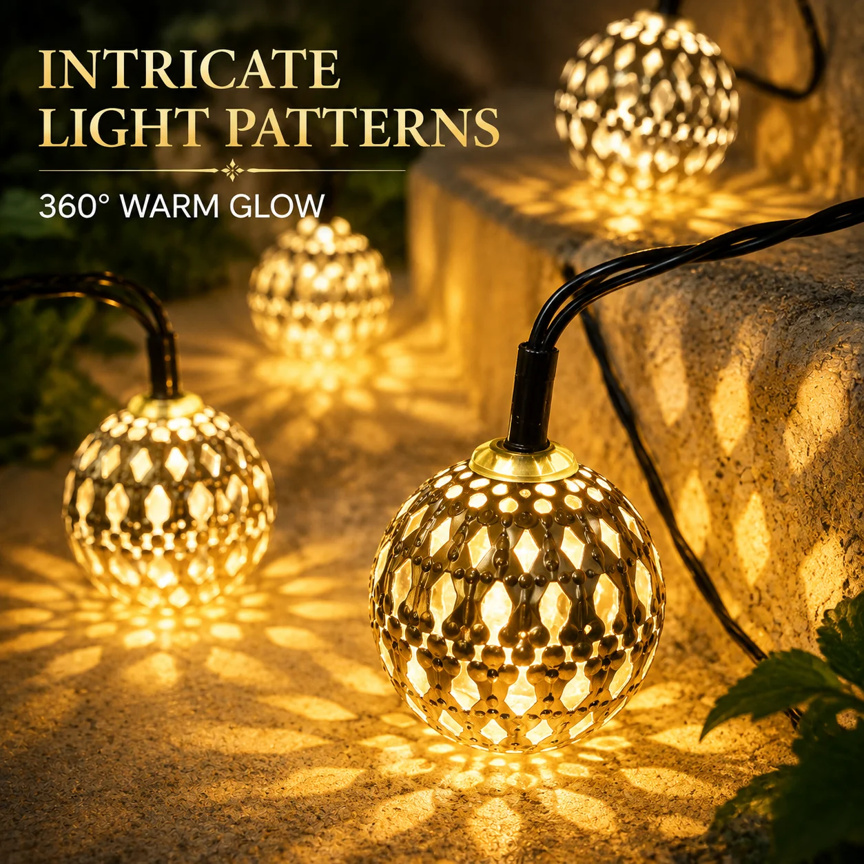 Solar String Lights Moroccan Globe Ball Fairy Lights Solar Powered 5M/20LED 6.5M/30LED Warm White 8 Modes for Garden Patio Chris