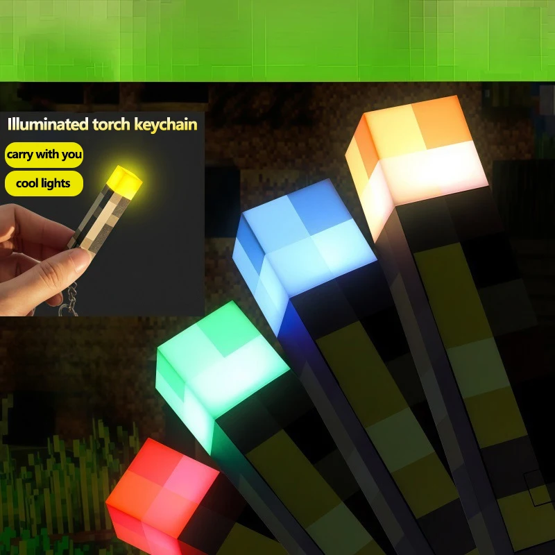 Mini Lanterna Pixel LED Chaveiro Recarregável USB Luz Noturna Brinquedo de Jogo Pingente de Mochila Presente para Fãs