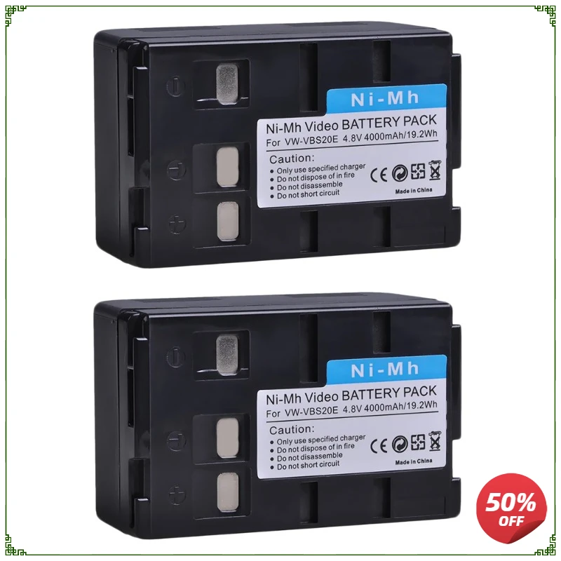 4000mAh Rechargeable Ni-MH Battery for Panasonic HHR-V212 P-V212 VW-VBS10E VW-VBS20E VSB0200 P-V211 NV-VX10 RX11EG R500EN 19.2Wh