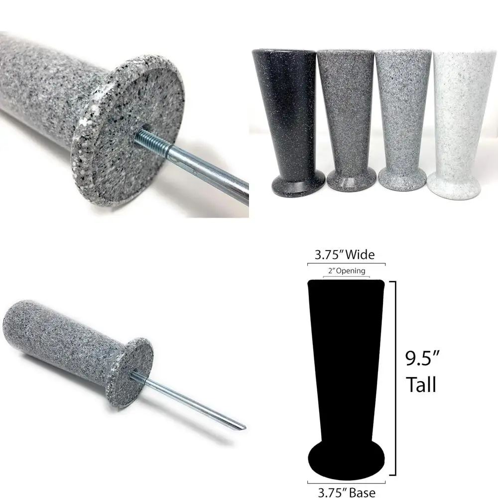 

Светло-серая гранитная пластиковая нижняя ваза с металлическим шипом для надгробных памятников и декора сада/газона