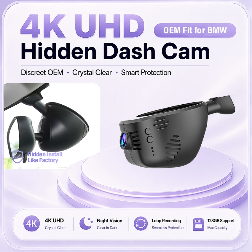 4K Dash Cam for MINI Cooper/Clubman/Countryman 2014-2023 Models F54 F55 F56 F57 F60, OEM Style Car DVR, Wide Angle Night Vision