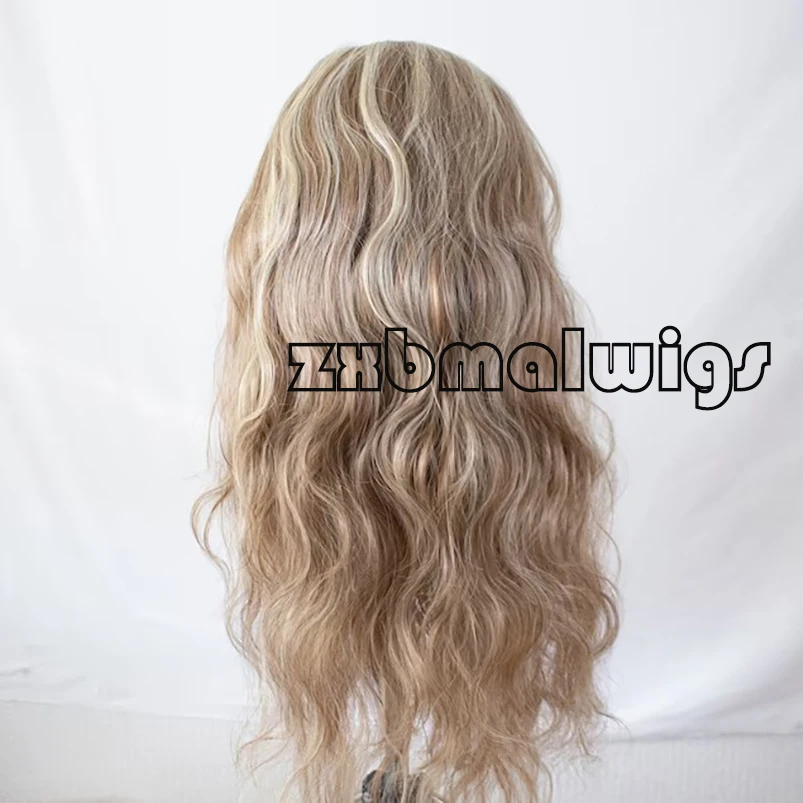 Pretokkelde Diepe Golf Highlight Blonde Synthetische Haar Lace Frontale Pruik Voor Vrouwen Lijmloze Vezel Haar Transparante Kant Pruiken