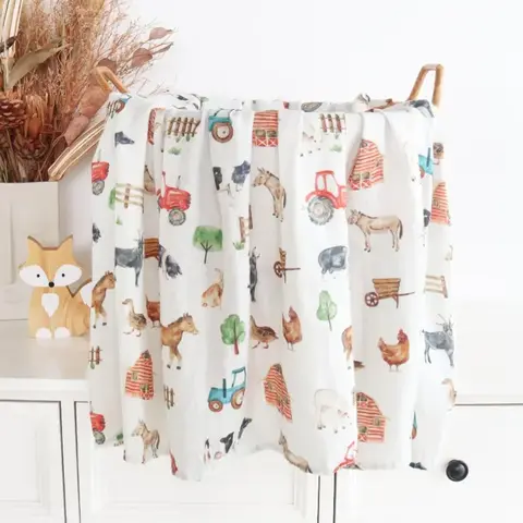 Cute Bear Warp Baby Muslin Swaddle Blanket Organic Bamboo Cotton All Seasons Soft Newborn Wraps Bedding Baby Blanket