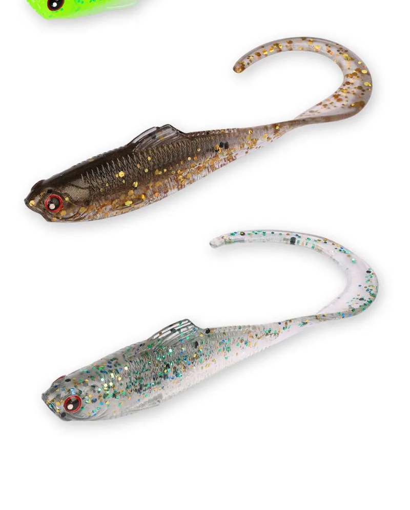 Curly Tail Grub Weichplastikköder für Barsch, Forelle & Panfish, Finesse Ribbon Tail Swimbait für Süßwasser-Angeln – Detail 13