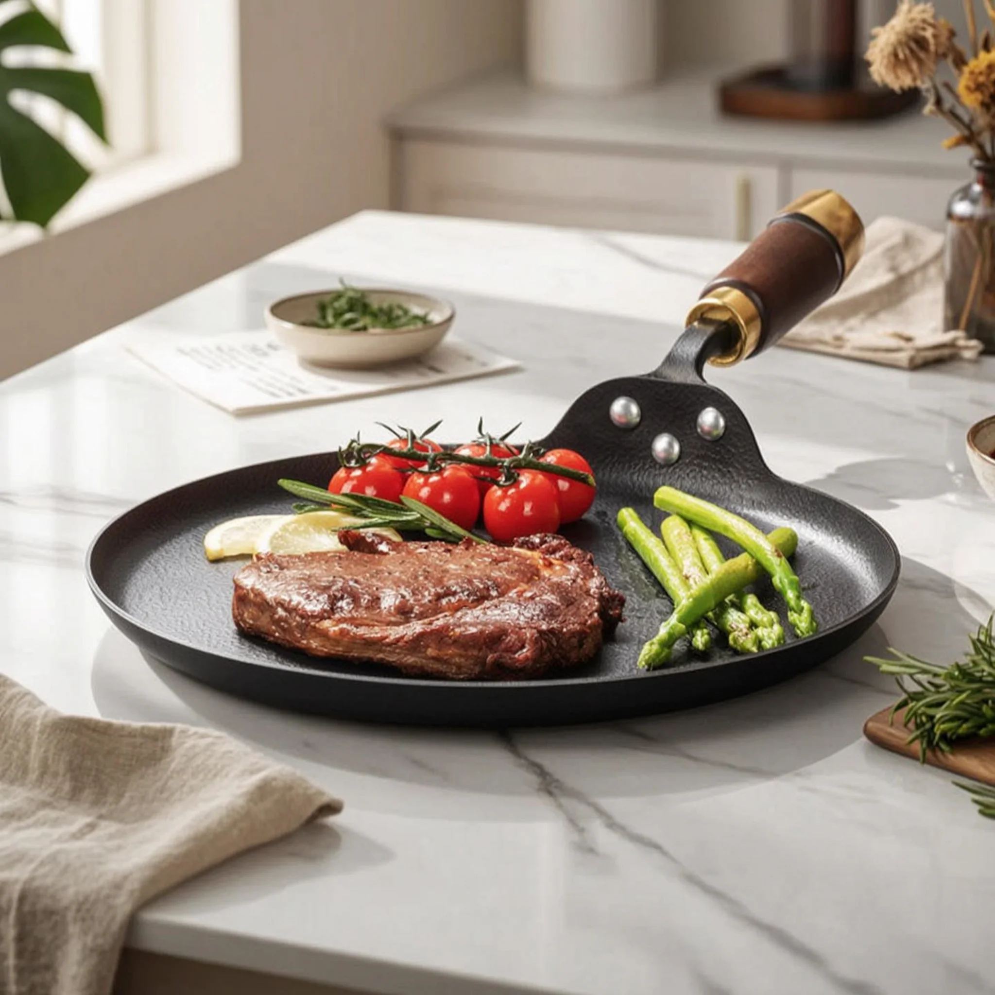 Nonstick Frying Pan Flat Bottom Nonstick Skillet Shallow Frying Pan Hanging Loop Kitchen Utensil Healthy Cooking