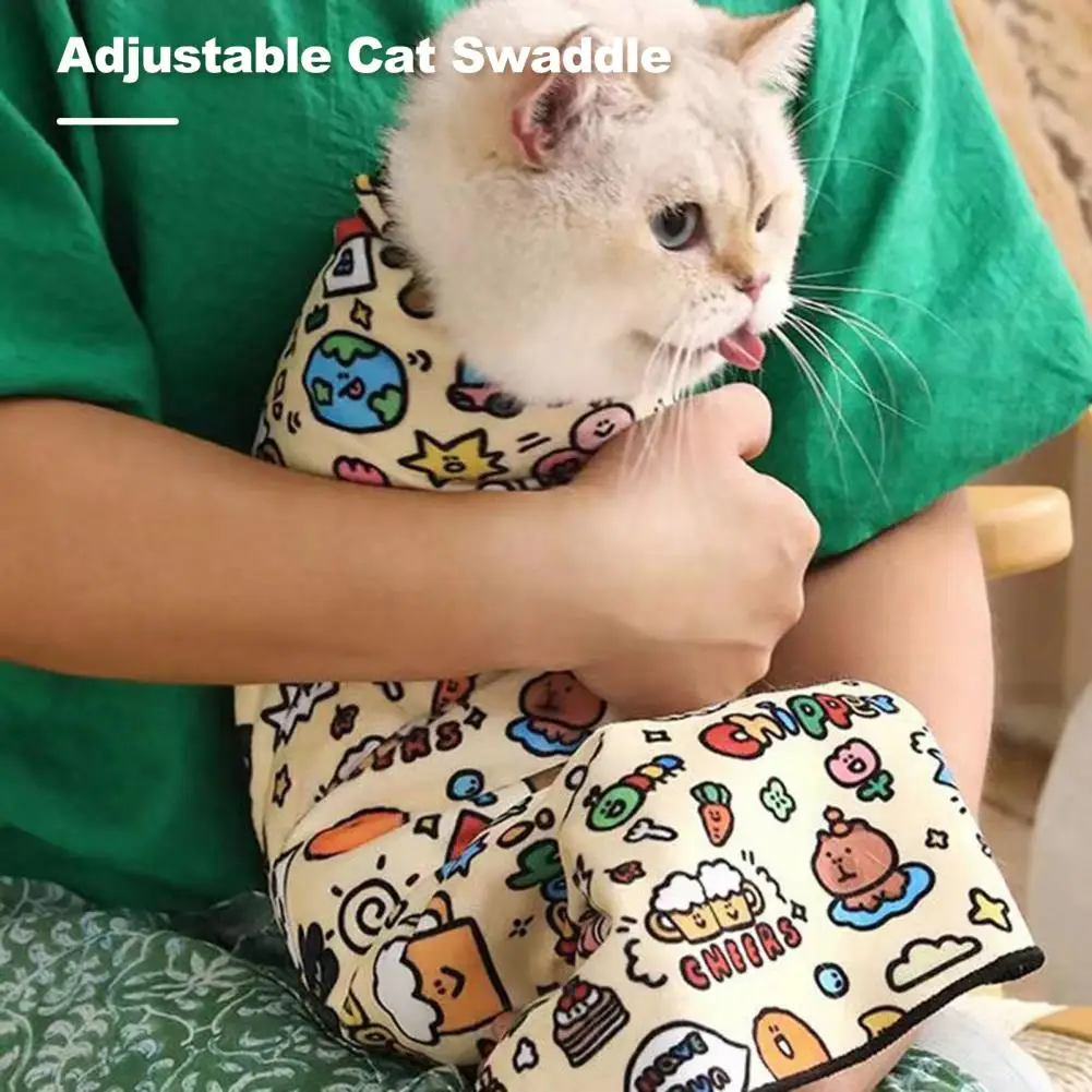 Pet Swaddle Self-Adherent Cat Grooming Wrap Cat Nail Clipping Cleaning Restraint Bag Anti-Bite Anti-Scratch Pet Calming Wrap