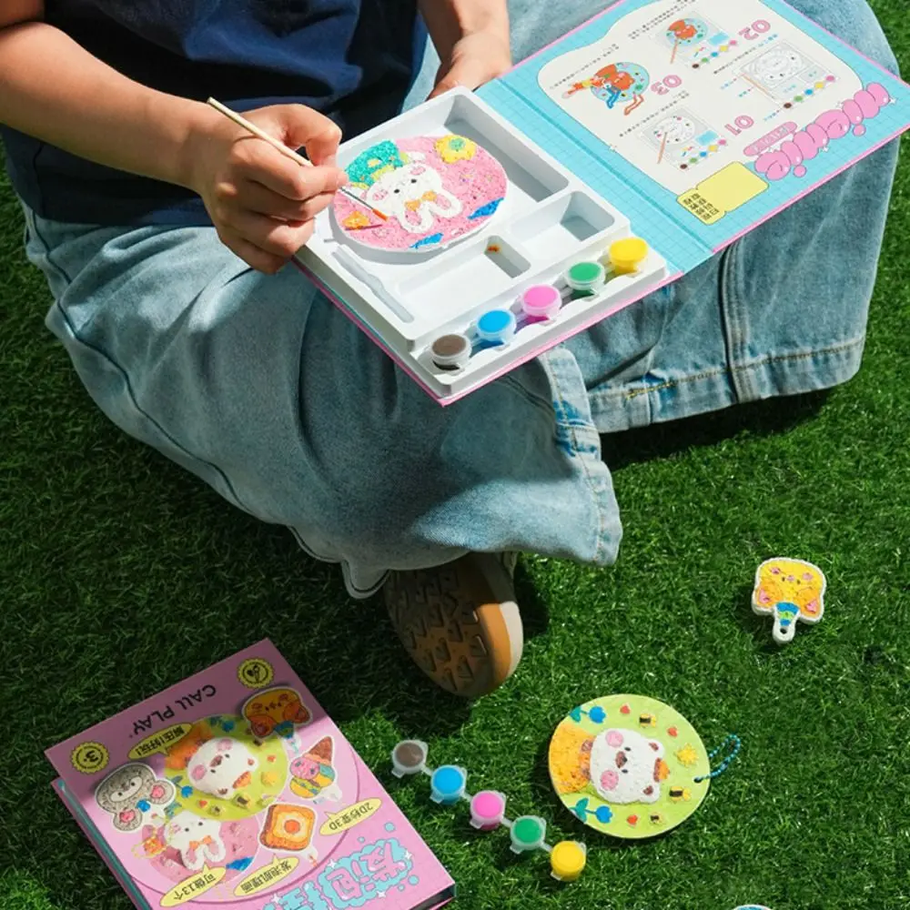 

С мольбертом DIY Puffy Paint Kit Губка Текстура Красочные ручки Набор ручек для рисования Puffy Effect Креативный дизайн 3D Рисунок Холст