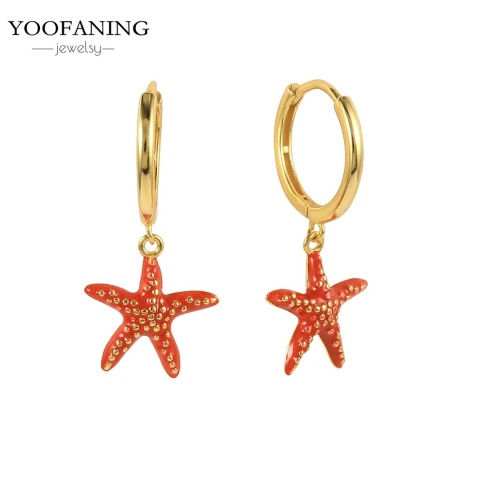 925 Sterling Silver Needle Exquisite Hoop Earrings Red Zircon  Love Strawberry Starfish Red Series Women\'s Earring Jewelry gift