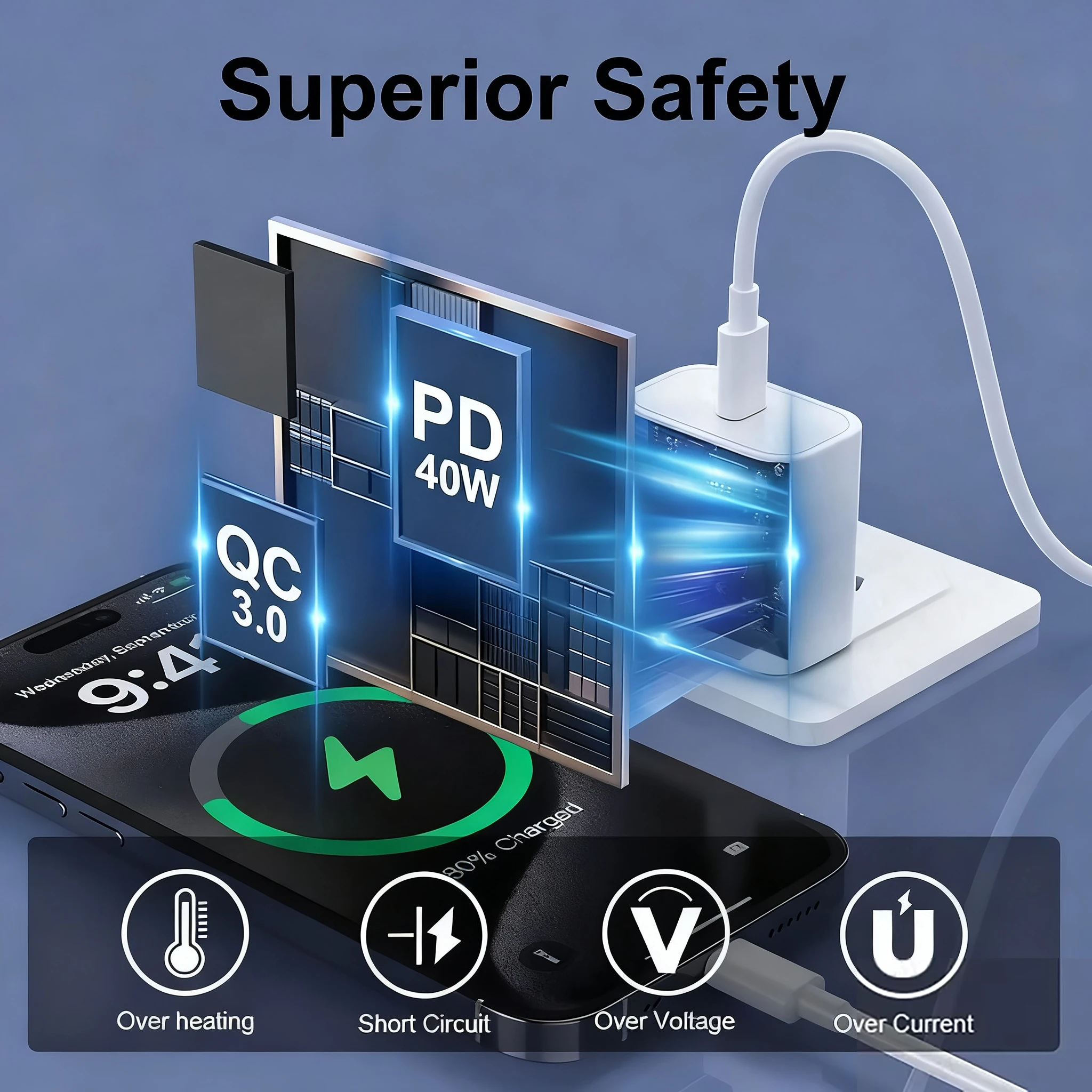 PD 40W充電器 USB C急速充電ケーブル iPhone 17 16 15 Pro Max Air Mini Type Cデータケーブル 急速充電器 電源アダプター