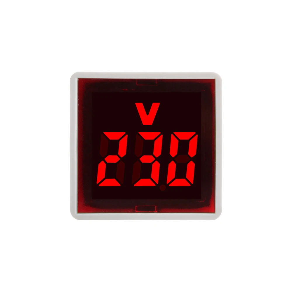 AC 220V 50~500V LED Digital AC Voltmeter Indicator Led Lamp Square Voltage Measuring Instruments Signal Light Module