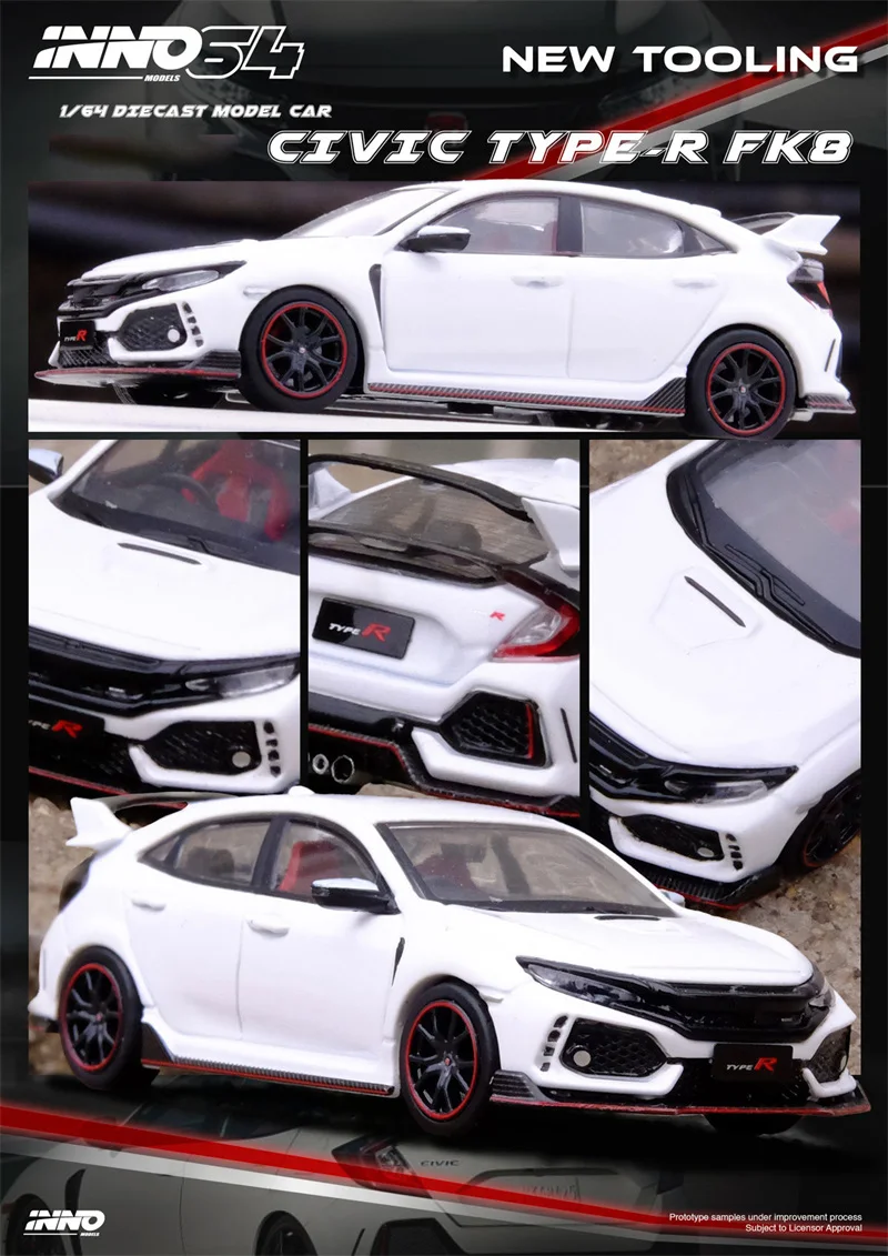 

(Pre-Order) INNO 1:64 CIVIC TYPE-R (FK8) White Diecast Collector's Vehicle Model Car