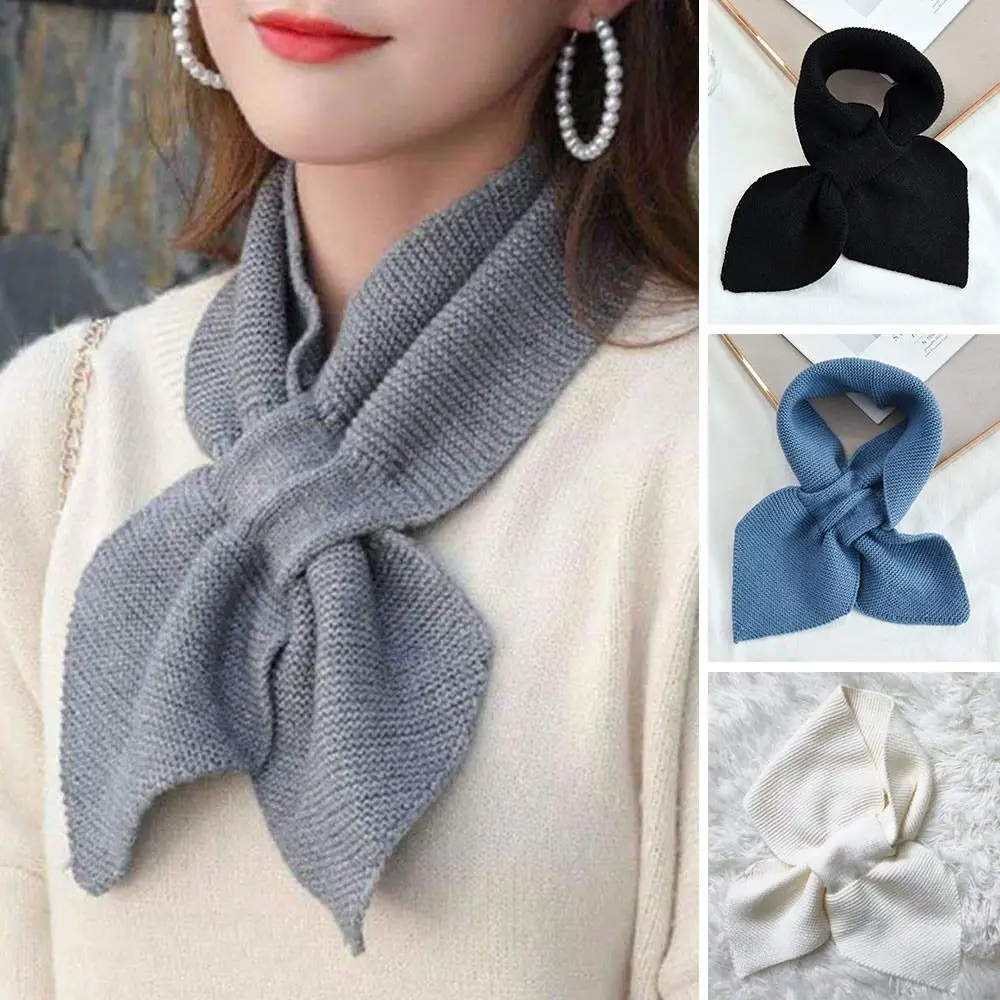 Winter Knitted Cross Scarf Windproof Warm Turtleneck Casual Detachable Neck Warmer Women