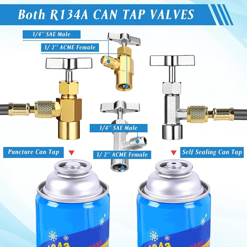 

T61C_AC R134A Adapter Quick Coupler Kit, R134a Tank Tap Valve