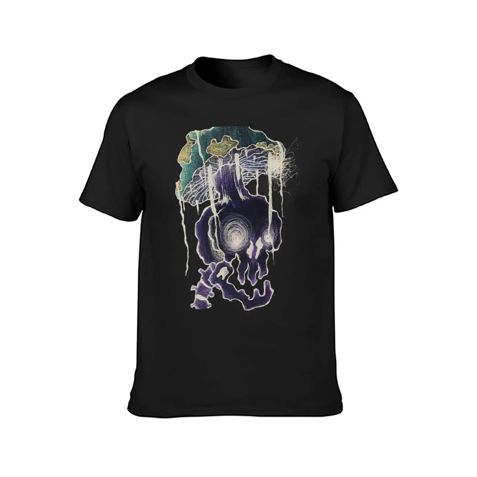 Mushroom skull (large print cutout) T-Shirt vintage korean fashion tshirts for men