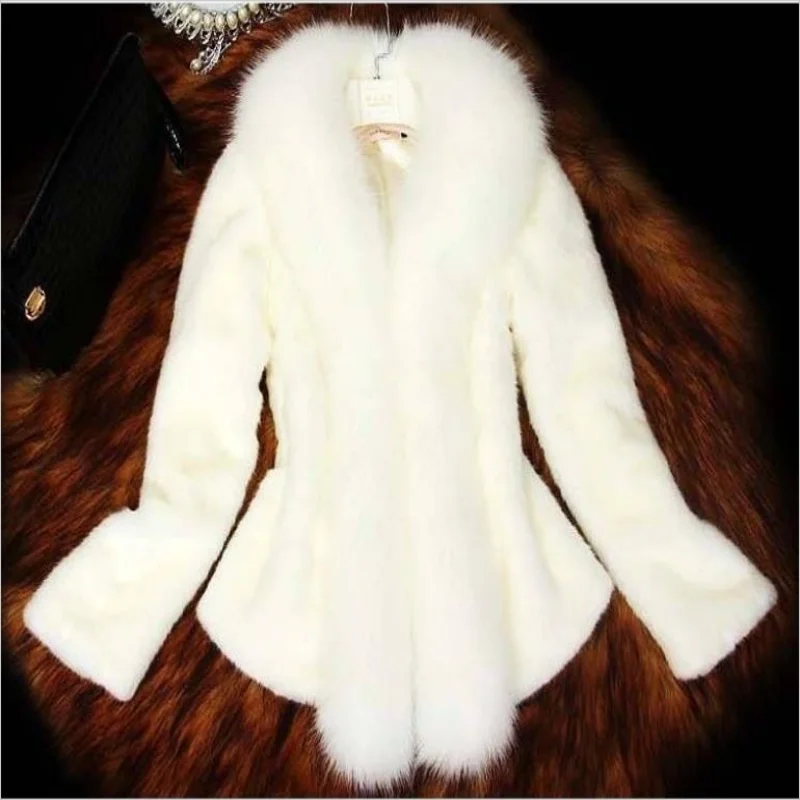 Elegant Faux Fur Coat Women Mink Fur Coat Warm Long Sleeve Female Outerwear Autumn Winter Coat Jacket Hairy Overcoat